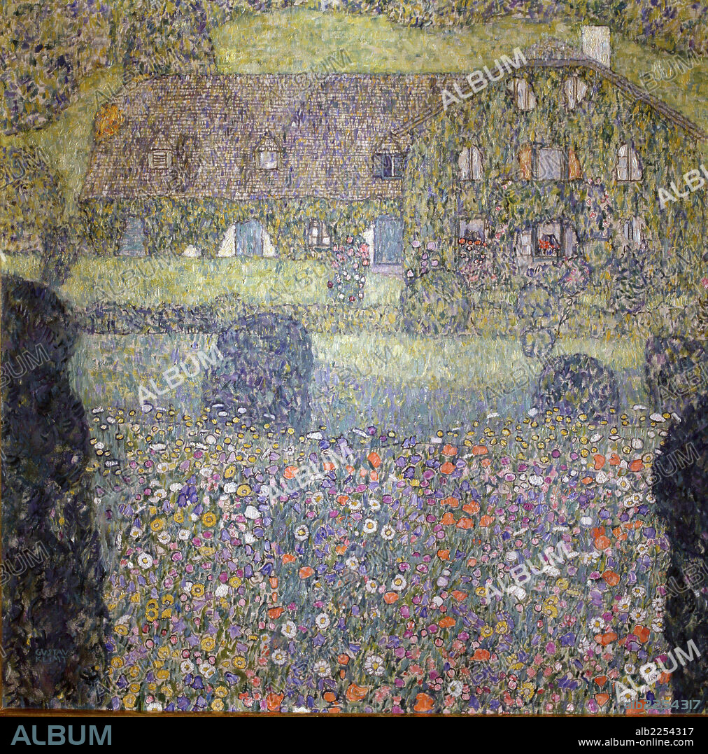 GUSTAV KLIMT. KLIMT, GUSTAV. PINTOR AUSTRIACO 1862-1918. " CASA DE CAMPO A ORILLAS DEL LAGO ATTER ". GALERIA AUSTRIACA DE VIENA.