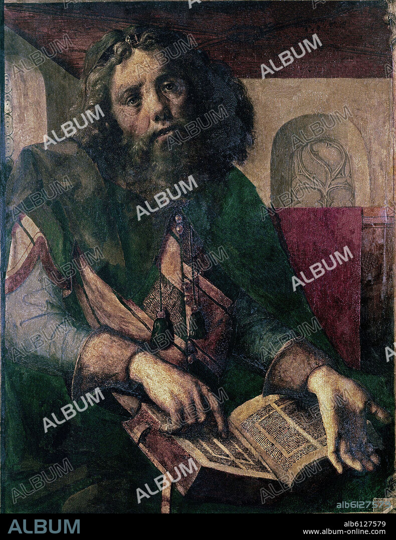 PEDRO BERRUGUETE. 'Platón', hacia 1477, Óleo sobre madera, 101 x 69 cm.