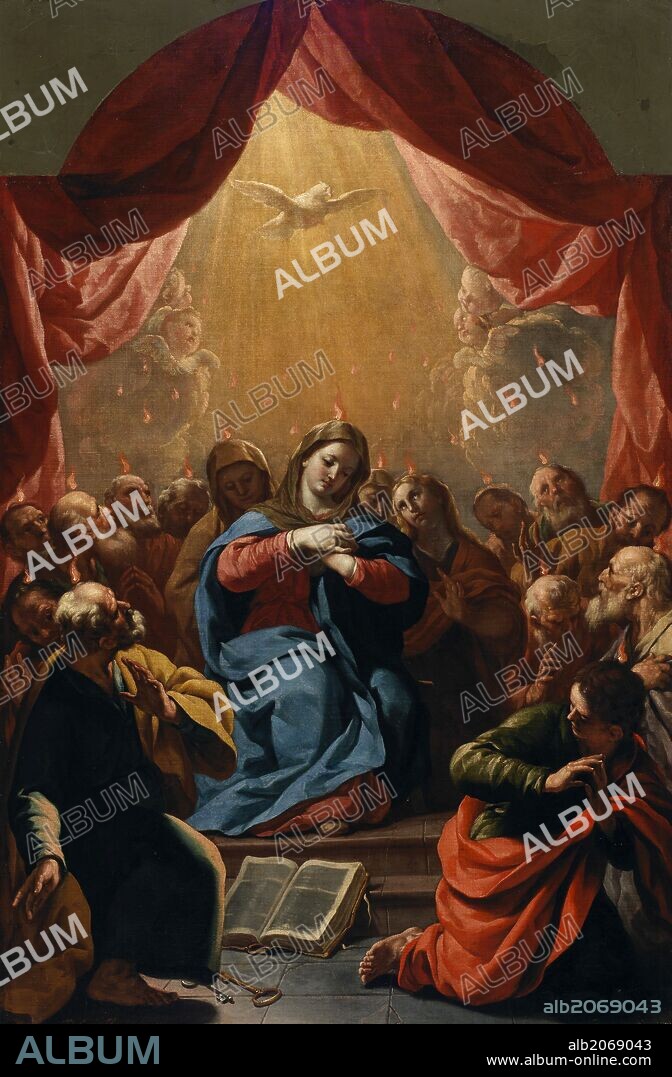 Acisclo Antonio Palomino y Velasco / 'Pentecostés', 1696-1705, Escuela Española, Óleo sobre Lienzo, 164 cm x 108 cm, P02964.