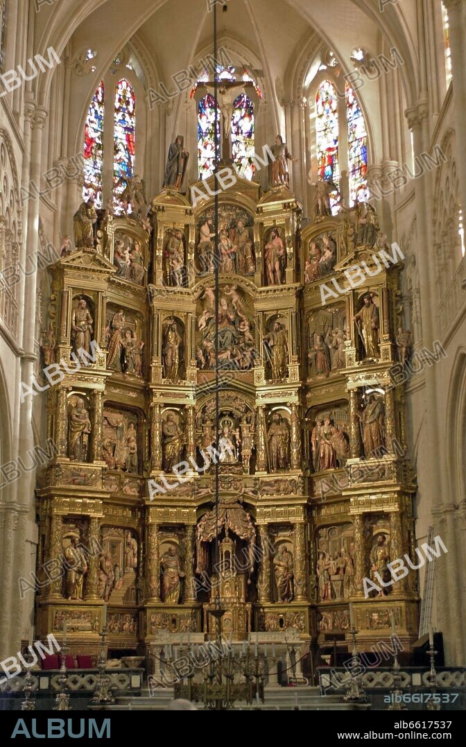 HAYA HERMANOS DE LA. RETABLO DE LA NAVE MAYOR - 1562-80 -  DORADO Y ESTOFADO EN 1593 - RENACIMIENTO ESPAÑOL.