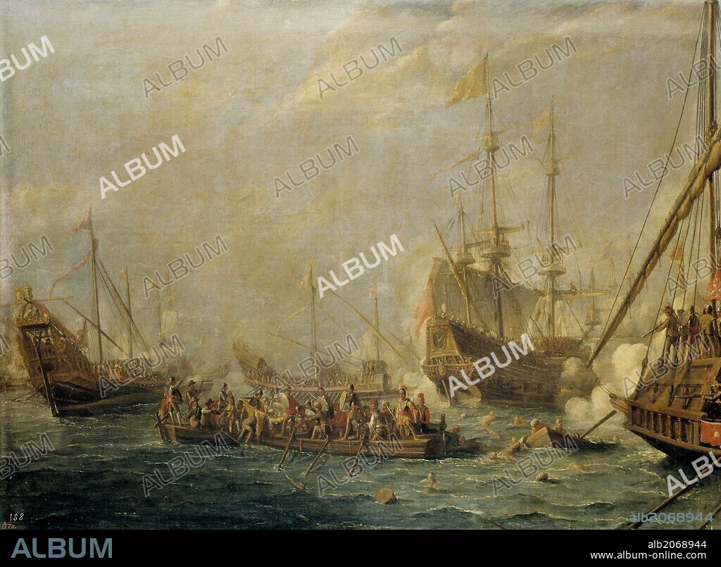 Gaspar van Eyck / 'Naval Fight Between Turkish and Maltese People', 1649, Flemish School, Oil on canvas, 87 cm x 118 cm, P01508.