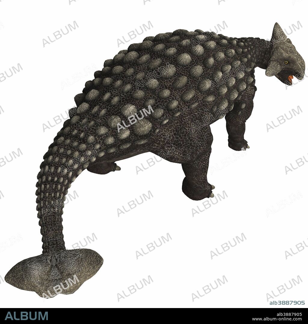 A huge armored dinosaur, Ankylosaurus was a herbivore from the Cretaceous Period.
