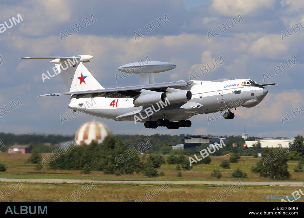 Beriev A-50U AWACS of the Russian Air Force taking off, Zhukovsky, Moscow Region, Russia.