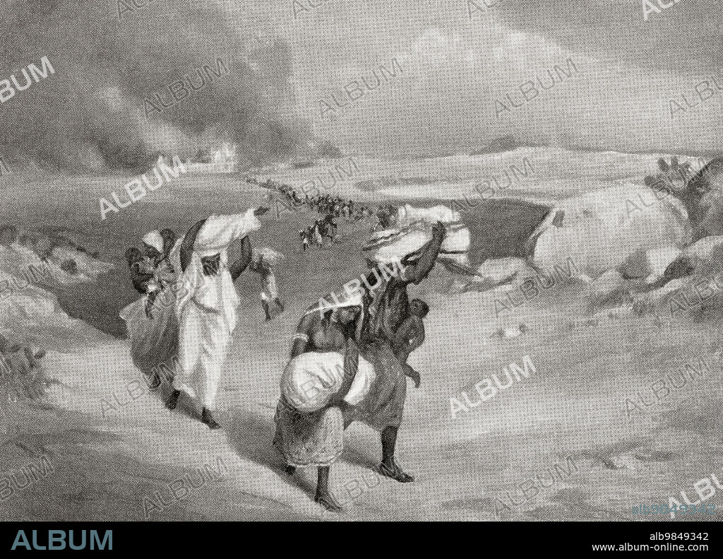 People fleeing Delhi, India after the invasion and sack of Timur in 1398. Timur, 1336 Ã¢â‚¬â€œ 1405, aka Amir Timur and Tamerlane. Turco-Mongol conqueror. As the founder of the Timurid Empire in Persia and Central Asia he became the first ruler in the Timurid dynasty. From Hutchinson's History of the Nations, published 1915.