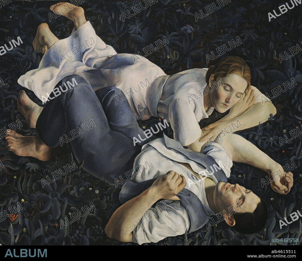 ROSARIO DE VELASCO (1904-1991). SPANISH PAINTER.. Rosario de Velasco (Rosario de Velasco Belausteguigoitia) (1904-1991). Spanish painter. Adán y Eva (Adam and Eve), 1932. Oil on canvas, 109 x 134 cm. Reina Sofía National Art Center Museum. Madrid. Spain.