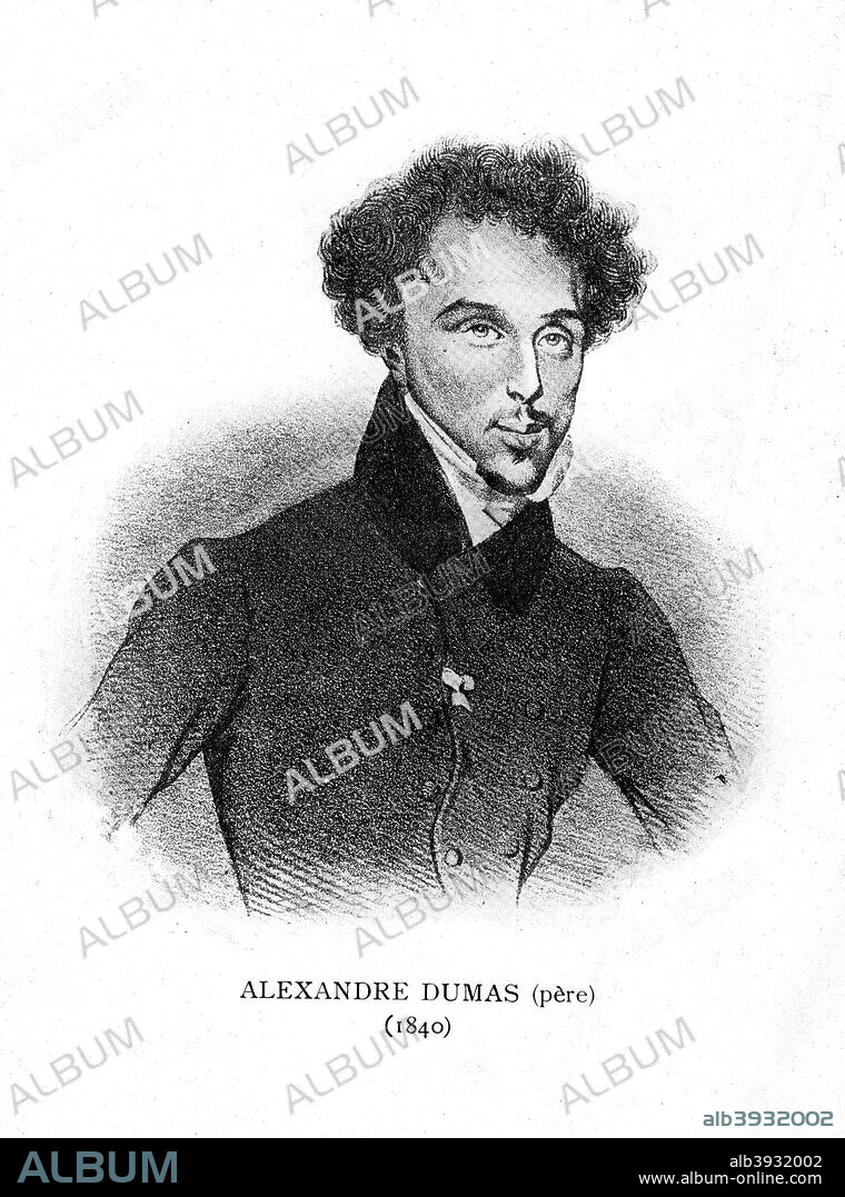 Alexandre Dumas the Elder, French novelist and playwright, 1840. Dumas (1802-1870) was the author of popular historical adventure classics including The Man in the Iron Mask, The Three Musketeers and The Count of Monte Cristo.