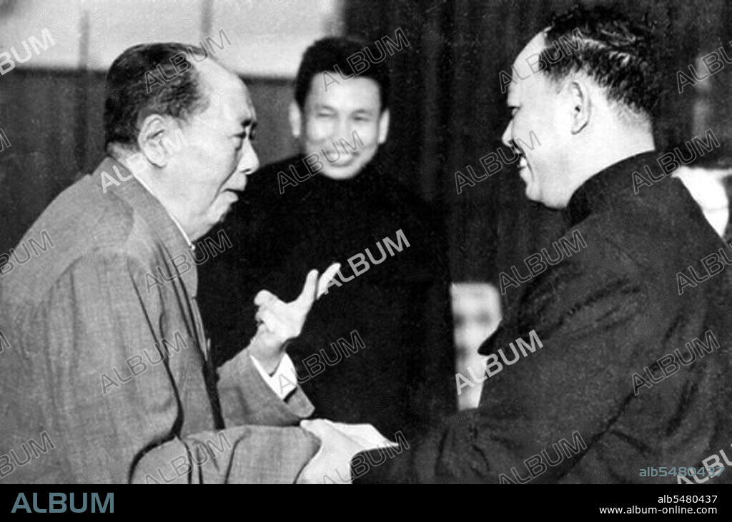 Khmer Rouge leaders Pol Pot and Ieng Sary meet Chairman Mao Zedong, Beijing, 1976. Mao, who looks somewhat senile but enthusiastically supported the Khmer Rouge revolution, died on September 9, 1976.