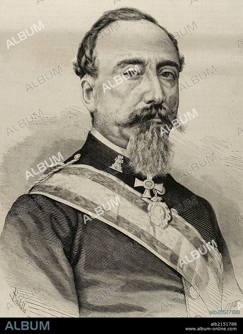 CARLOS IBAÑEZ DE IBERO (Barcelona, 1825-Niza, 1891). Marqués de Mulhacén. General español, principal promotor español de la geodesia. Fundador de la Asociación Geodésica Internacional. Grabado por Paris. "La Ilustración Española y Americana". Año 1876.