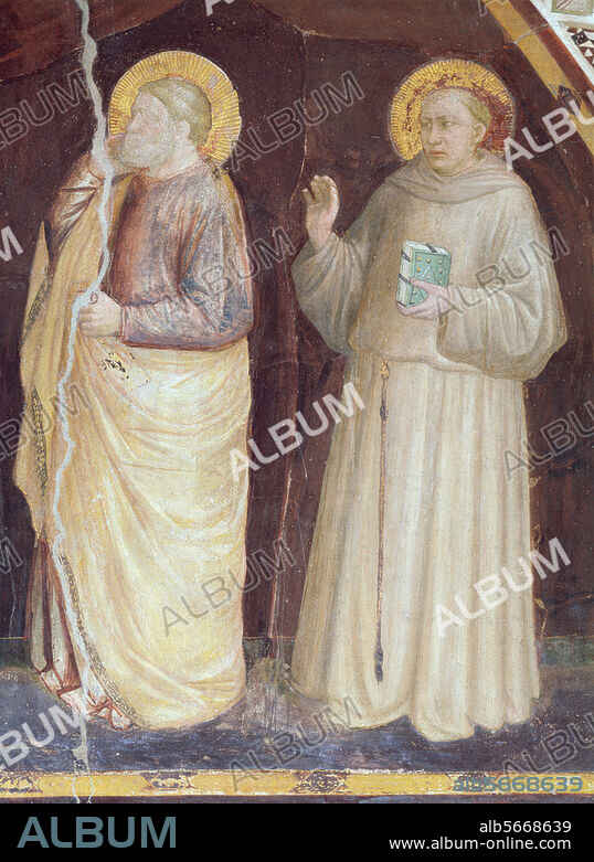 Puccio Capanna, worked in the 14th century. "Crucifixion". Detail. Fresco. Assisi, S.Francesco, chapter house.