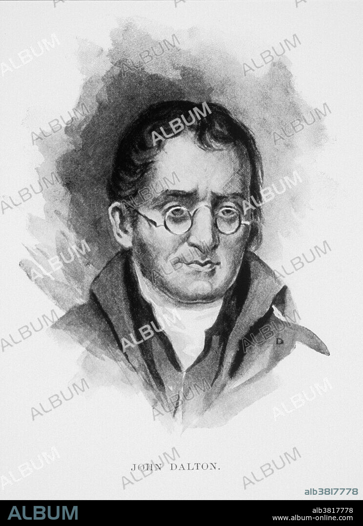 John Dalton (September 6, 1766 - July 27, 1844) was an English chemist, meteorologist and physicist. Though he is best known for his pioneering work in the development of modern atomic theory he began a meteorological diary in 1787 in which he entered more than 200,000 observations. In the early 1800's he began his life's work culminating in his atomic theory that consists of five main points; 1) elements are made of extremely small particles called atoms, 2) atoms of a given element are identical in size, mass, and other properties, thus atoms of different elements differ in size, mass, and other properties, 3) atoms cannot be subdivided, created, or destroyed, 4) atoms of different elements combine in simple whole-number ratios to form chemical compounds, and 5) in chemical reactions, atoms are combined, separated, or rearranged. Dalton used his own symbols to visually represent the atomic structure of compounds. Many of the first compounds listed in the New System of Chemical Philosophy correspond to modern views, although many others do not. He died in 1844 at the age of 77.