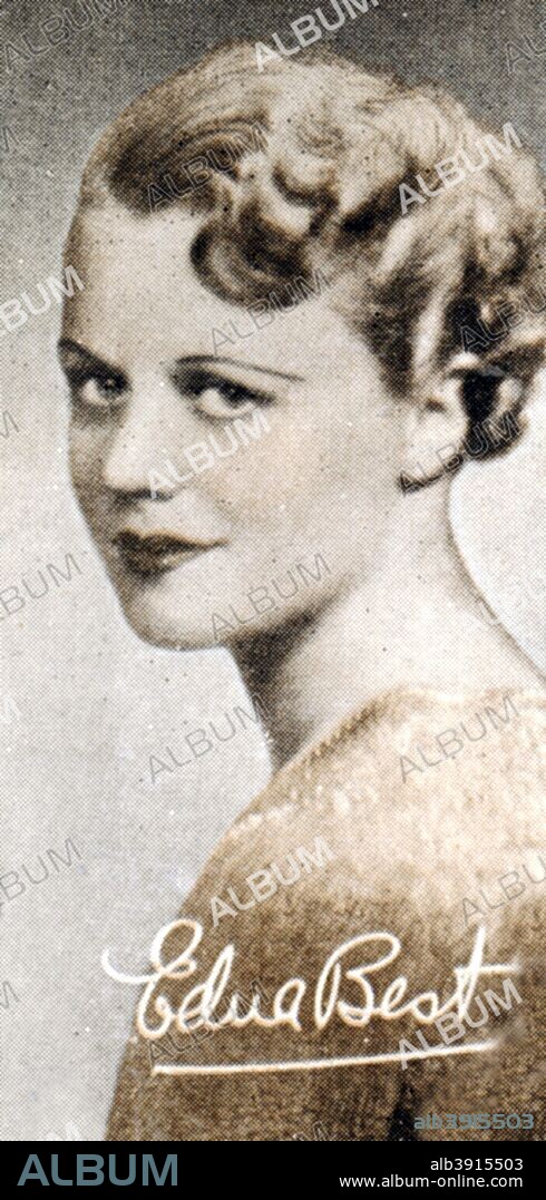 Edna Best (1900-1974), British stage and screen actress, 1935. She is best remembered for her role as the mother in the original 1934 film version of Alfred Hitchcock's The Man Who Knew Too Much. A print from the photo album Popular Personalities, issued for Piccadilly Juniors Oval Photos, 1935.
