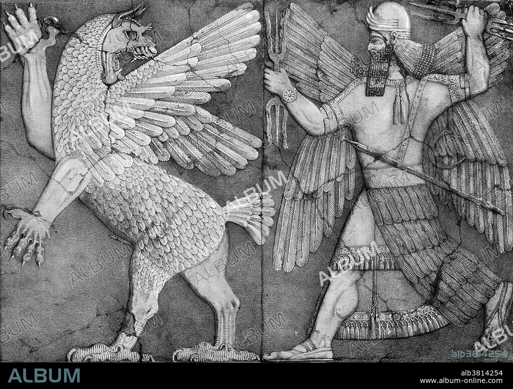 Ancient Mesopotamia Battle Between Marduk and the demon bird, Anzu