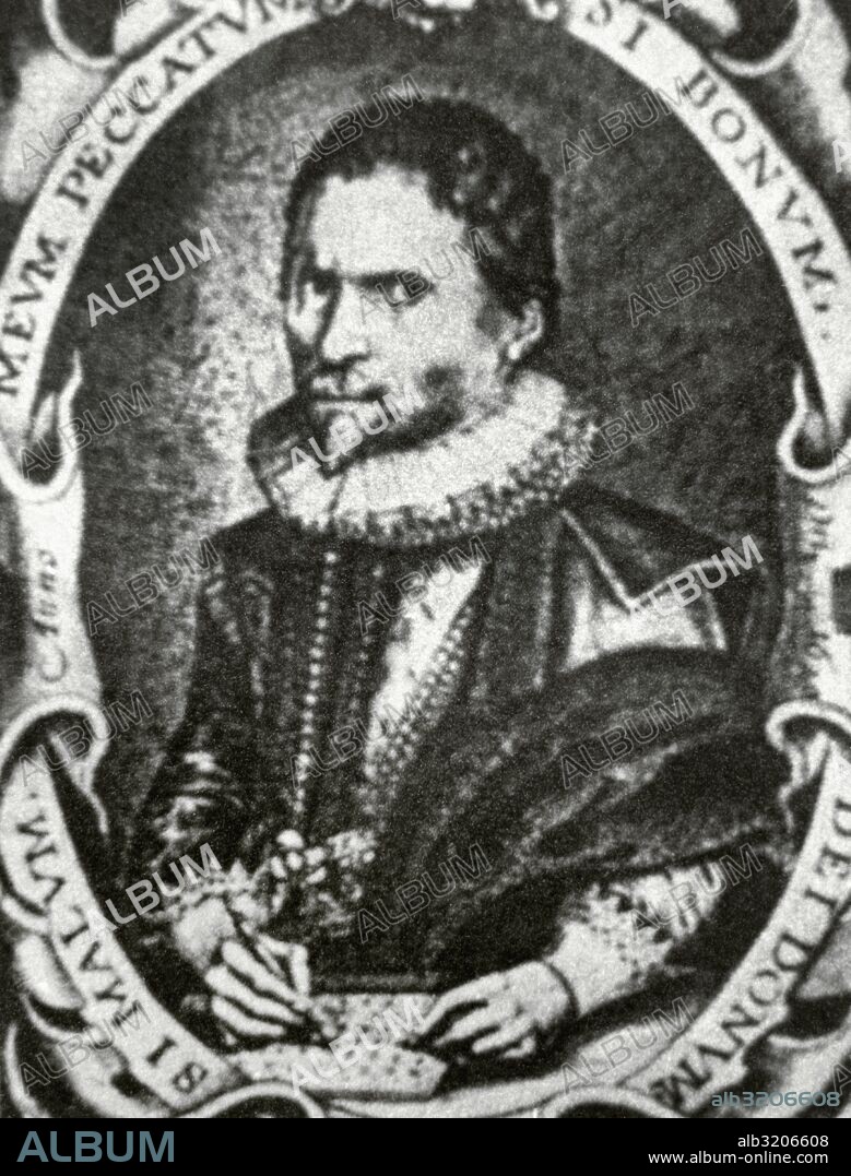 NAPIER, John (Castillo de Merchiston, 1550-Edimburgo,1617). Matemático escocés. Basándose en la comparación de progresiones aritméticas y geométricas, definió el concepto de logaritmo. Grabado.