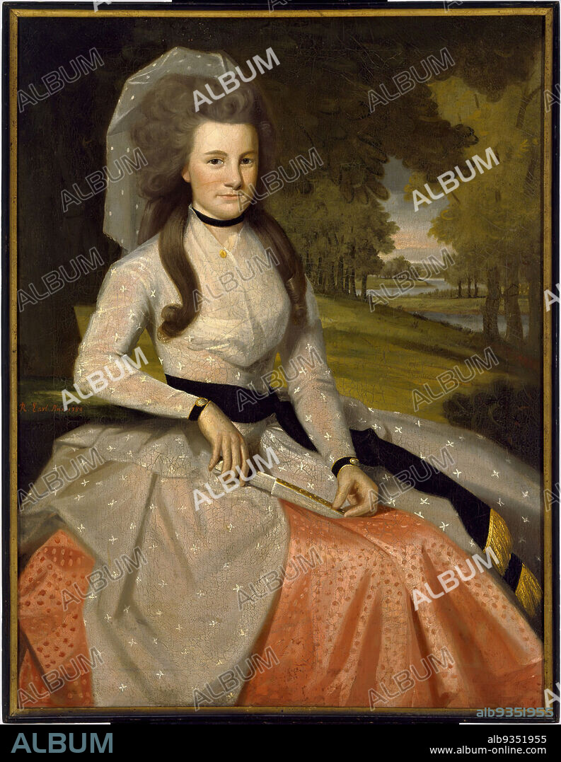 Clarissa Seymour, later Mrs. Truman Marsh, Ralph Earl, American, 1751-1801, Oil on canvas, 1789, 47 9/16 x 35 15/16 in., 120.8 x 91.3 cm, American Painting, Earl, female, Mrs. Truman Marsh, oil, oil on canvas, painting, seated figure, seated lady, Seymour, woman.