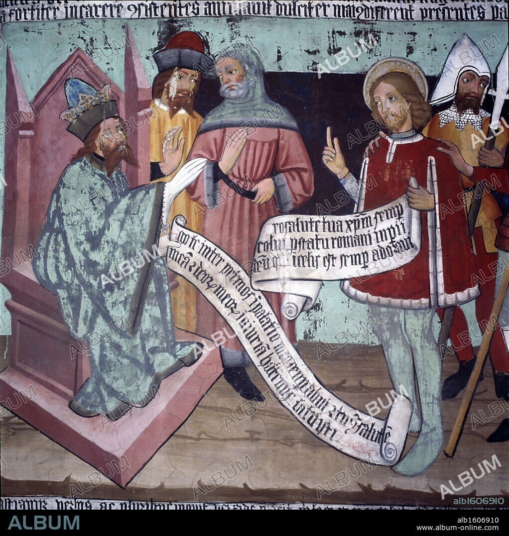 ARTIST UNKNOWN. Sebastian and Diocletian by unknown artist, circa 1446, France, Lanslevillard, Saint Sebastien Chapel.