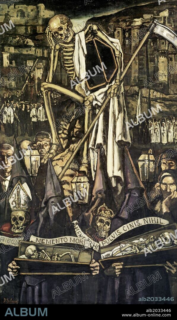 JOSÉ GUTIERREZ SOLANA. José Gutiérrez Solana / 'La procesión de la Muerte', 1930, Óleo sobre lienzo, 210 x 123 cm.