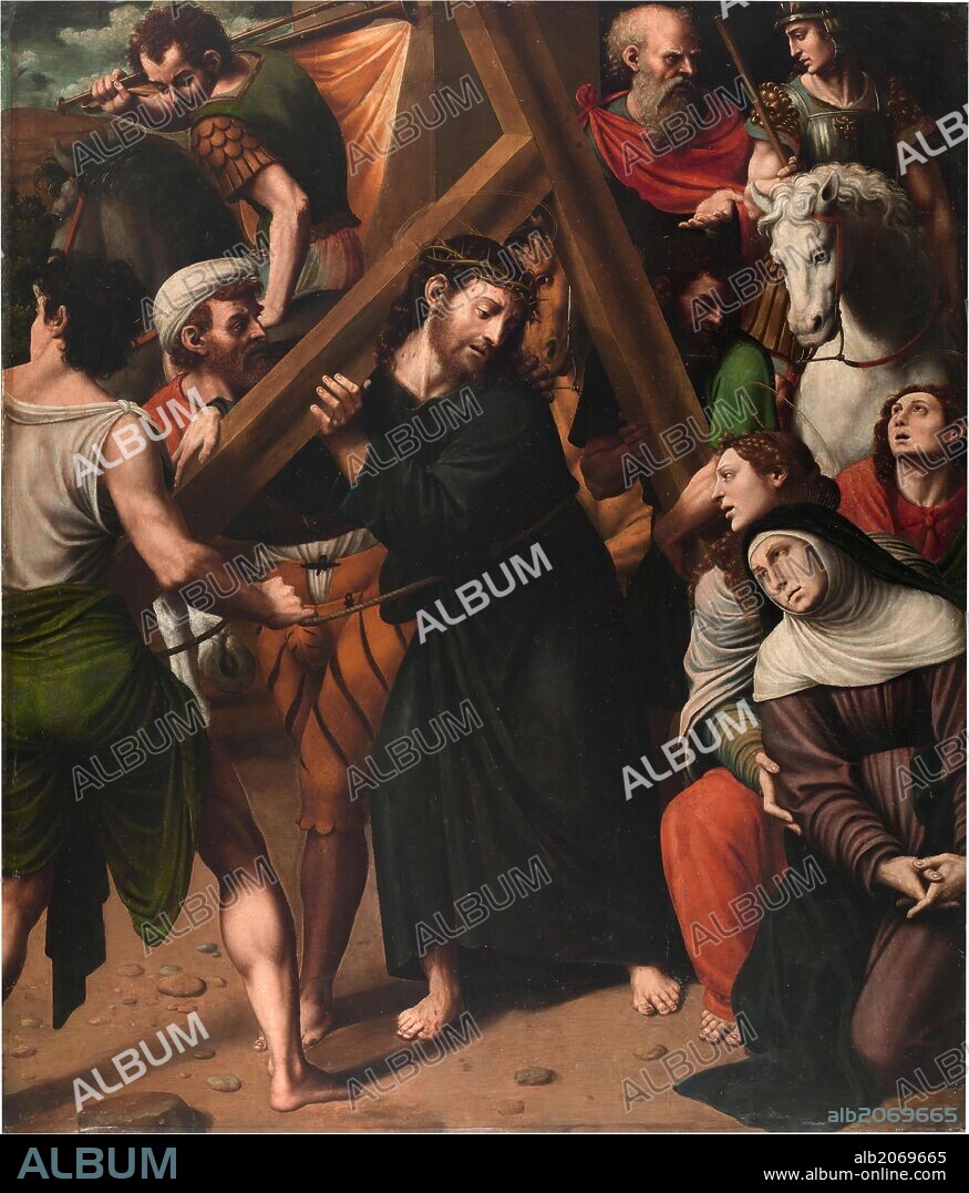 JUAN DE JUANES. Juan Vicente Masip / 'Cristo con la Cruz a cuestas', Después de 1517, Escuela Española, Óleo sobre Tabla, 93 cm x 80 cm, P00849.