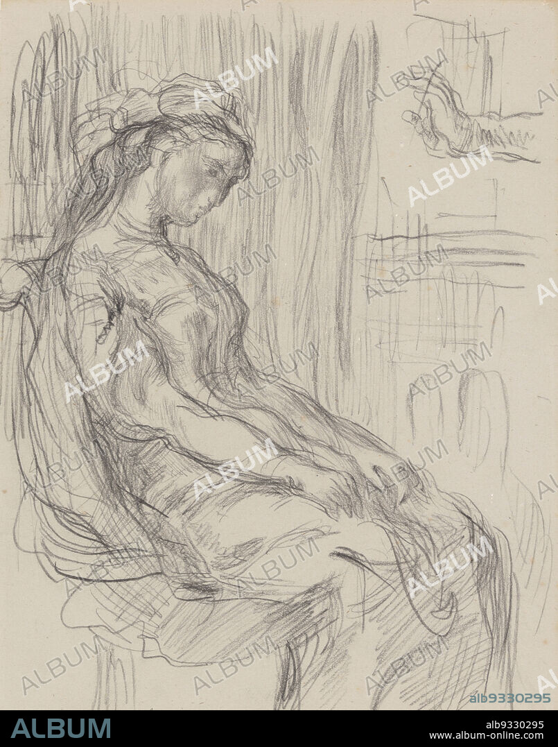Ophelia, James Ensor, circa 1880-1890, drawing, Belgian Art.