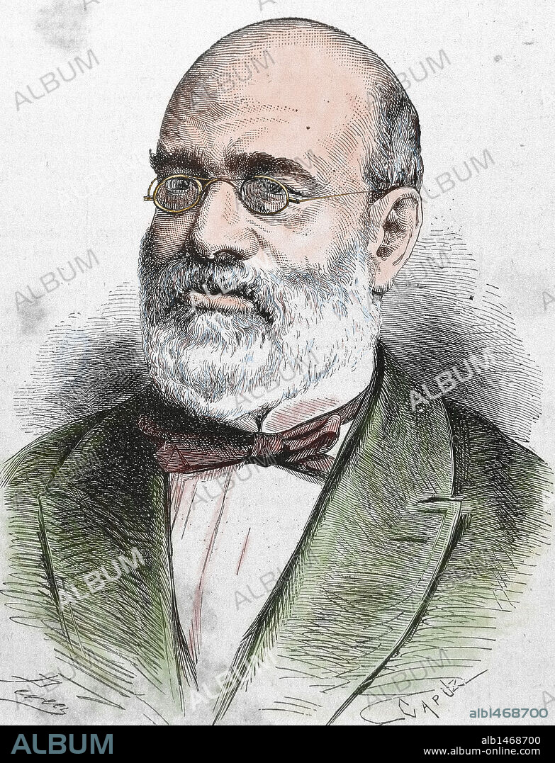 APARISI Y GUIJARRO, Antonio (Valencia,1815-Madrid 1872). Político y jurisconsulto español. Fue elegido diputado en diversas ocasiones y en las Cortes fue el principal representante de los grupos ultramontanos. Grabado por Capuz. Coloreado.