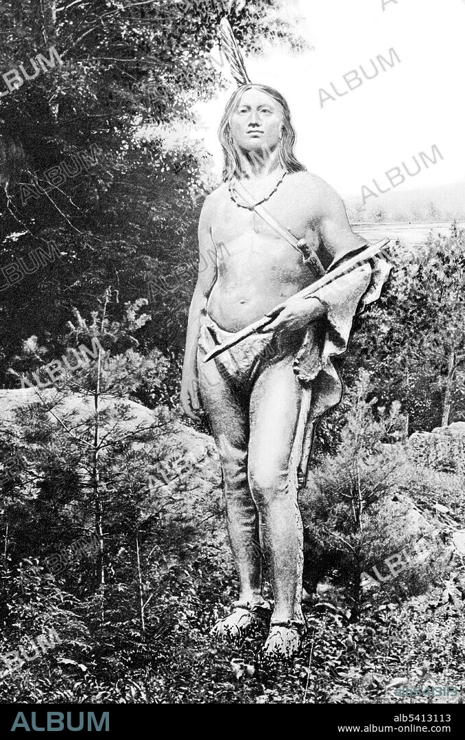 Massasoit on his way to meet the Pilgrims and sign the Peace Treaty. Massasoit (1581? – 1661?) was the leader of the Wampanoag tribe. According to English sources, Massasoit prevented the failure of Plymouth Colony and the almost certain starvation that the Pilgrims faced during the earliest years of the colony's establishment. He forged critical political and personal ties with the colonial leaders  which grew out of a negotiated peace treaty on March 22, 1621. Peace was maintained for nearly 40 years, until Massasoit's death. Massasoit was humane and honest, never violated his word, and constantly endeavored to imbue his people with a love of peace. He kept the Pilgrims advised of any warlike designs toward them by other tribes. Alexander Gilmore, 1915.