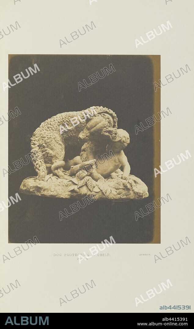 Dog Protecting a Child, Claude-Marie Ferrier (French, 1811 - 1889), Sir Hugh Owen (British, 1804 - 1881), London, England, May 1–October 15, 1851, Salted paper print, 19.8 × 16 cm (7 13/16 × 6 5/16 in.).