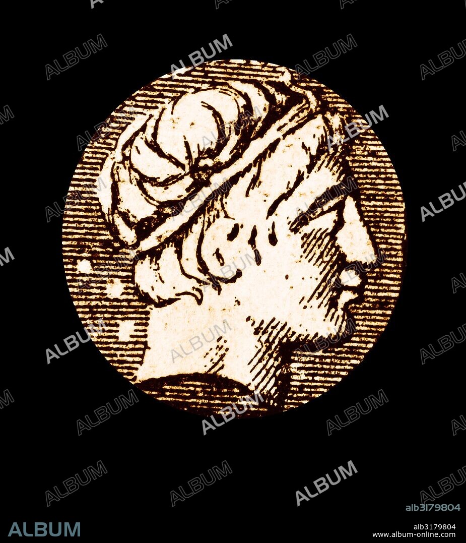 Engraving of Philip III Arrhidaeus who reigned as king of Macedonia.