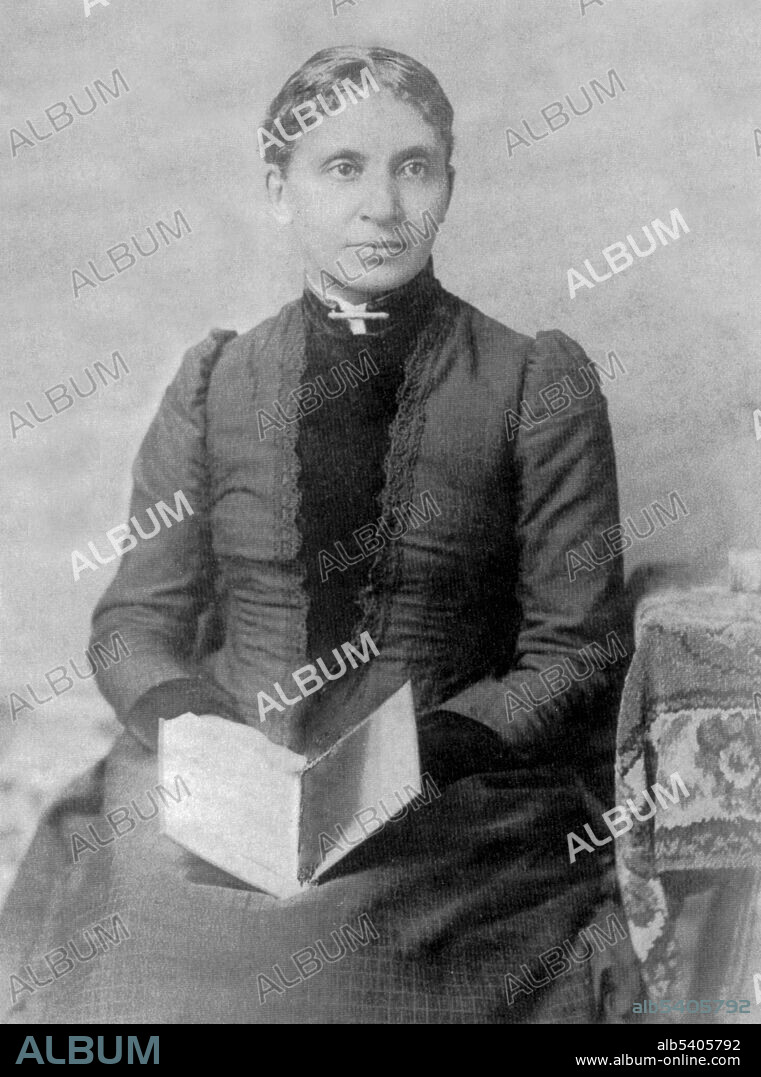 Charlotte Louise Bridges Forten Grimké (August 17, 1837 - July 23, 1914) was an African-American abolitionist, poet, and educator. She grew up in a prominent abolitionist family in Philadelphia. She taught school for years, including during the Civil War, to freedmen in South Carolina where she struck up a  friendship with Robert Gould Shaw, the Commander of the all-black 54th Massachusetts Regiment. She was present when the 54th stormed Fort Wagner. Shaw was killed in the battle, and Forten volunteered as a nurse to the surviving members of the 54th.  Forten became a member of the Salem female Anti-Slavery Society, where she was involved in coalition building and fund-raising. She proved to be influential as an activist and leader on civil rights. In 1878, Forten married Presbyterian minister Francis J. Grimké, pastor of the prominent Fifteenth Street Presbyterian Church in Washington, D.C., a major African-American congregation. He was a mixed-race nephew of white abolitionists Sarah and Angelina Grimké of South Carolina. Her diaries written before the end of the Civil War have been published in numerous editions in the 20th century and are significant as a rare record of the life of a free black woman in the North in the antebellum years. She died in 1914 at the age of 76. No photographer credited, undated.