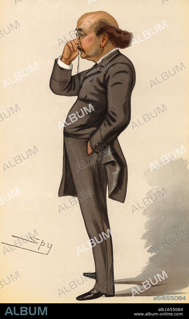 Dion Boucicault (also Bourcicault, and Dionysius Lardner Boursiquot) (1820-1890) Irish-born British actor, playwright and producer. Author of Sensation Dramas. His first success came in 1841 with "London Assurance" produced by Madame Vestris. Other plays include "The Corsican Brothers" (1852) an adaptation from the French, "The Octoroon" (1859) the first play to treat seriously racial discrimination in the USA, and "The Colleen Bawn" (1860) the first of his highly successful Irish plays. Cartoon by 'Spy' (Leslie Ward, 1851-1922) from "Vanity Fair" (London, 1882). Chromolithograph.  (Photo by: Universal History Archive/UIG via Getty Images).