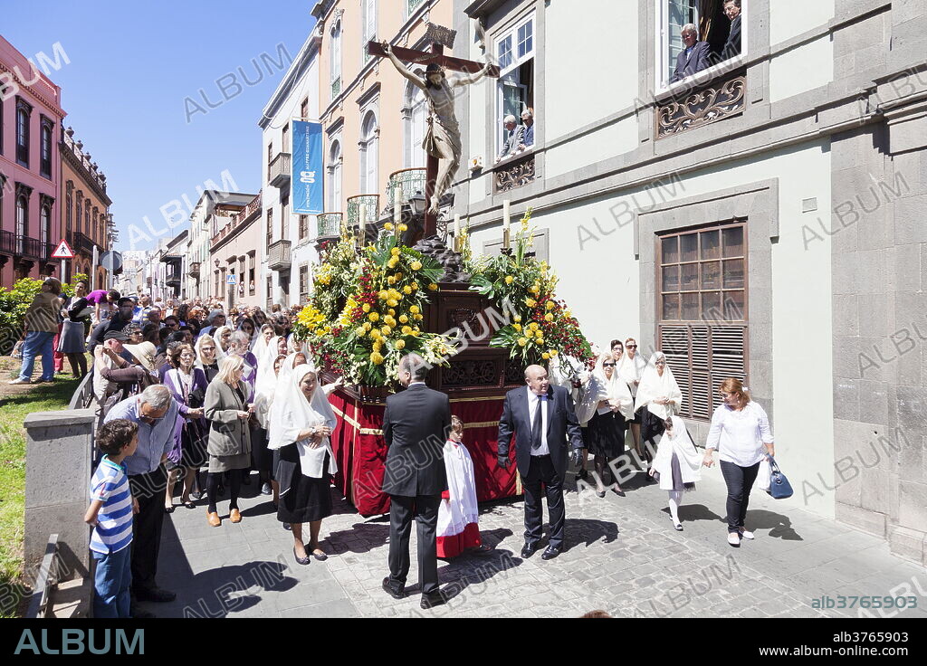 Easter procession in the old town Vegueta, Las Palmas, Gran Canaria, Canary Islands, Spain, Atlantic, Europe.