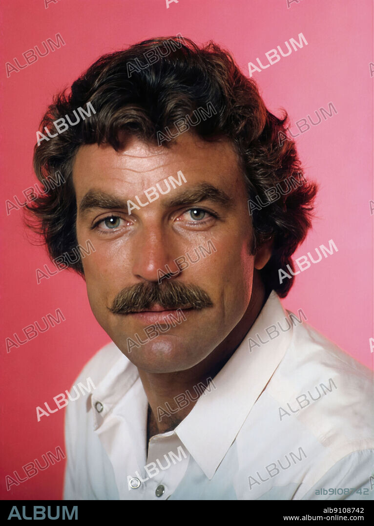 TOM SELLECK in MAGNUM, P. I., 1980. Copyright UNIVERSAL TV.