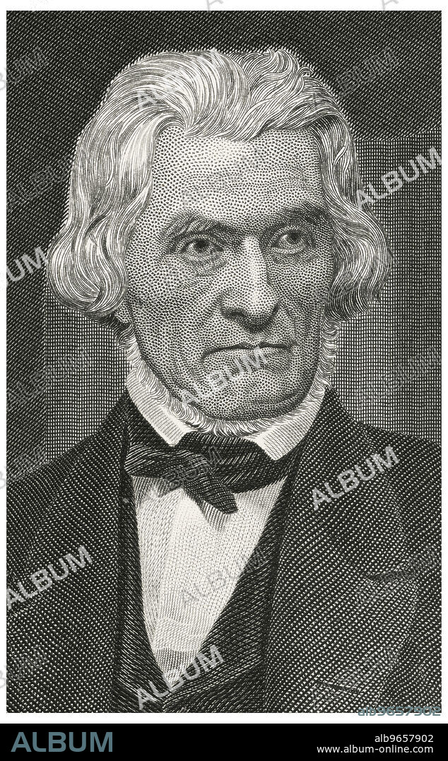 John C. Calhoun (1782-1850), American Statesman, 7th Vice President of the United States 1825-32 and U.S. Senator from South Carolina 1845-50, Head and Shoulders Portrait, Steel Engraving, Portrait Gallery of Eminent Men and Women of Europe and America by Evert A. Duyckinck, Published by Henry J. Johnson, Johnson, Wilson & Company, New York, 1873.