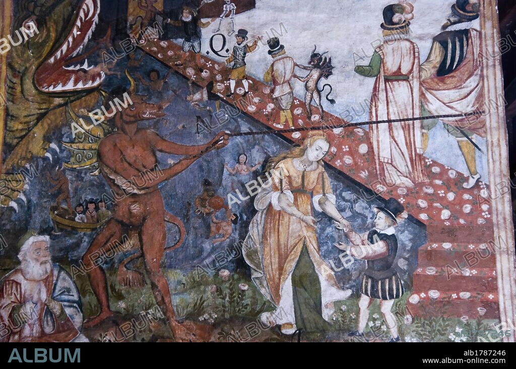 Peru. Cusco. Church of San Pedro de Andahuaylillas (16th century). Murals paintings. .