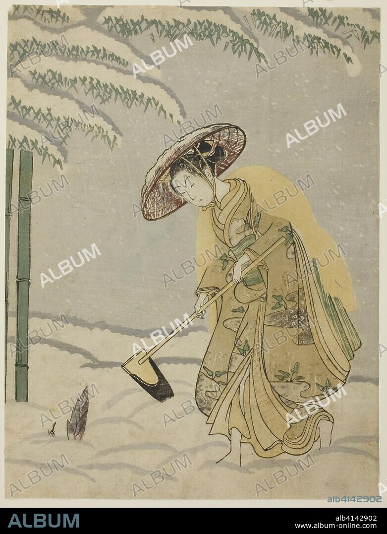 Gathering Bamboo Shoots. Suzuki Harunobu ?? ??; Japanese, 1725 (?)-1770. Date: 1760-1770. Dimensions: 9 5/8 x 7 1/4 in. Color woodblock print; chuban. Origin: Japan.