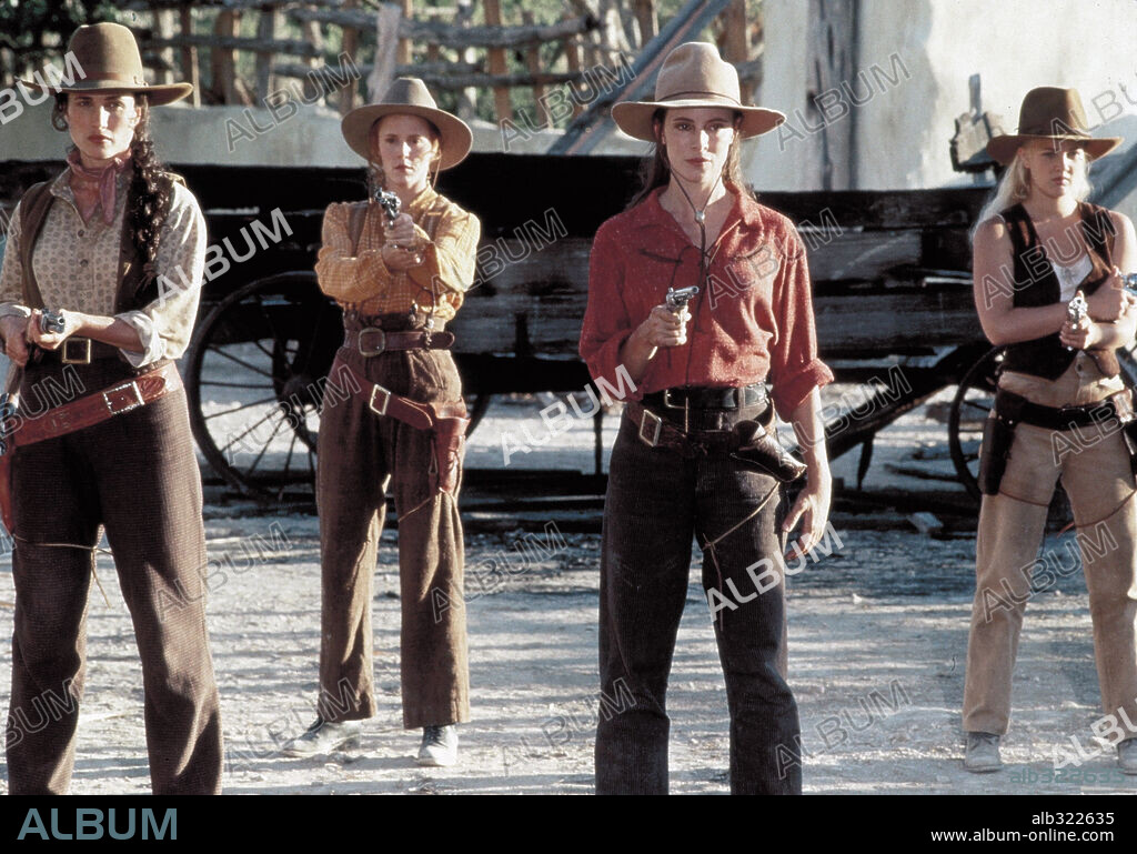 ANDIE MacDOWELL, DREW BARRYMORE, MADELEINE STOWE und MASTERSON, MARY STUART in BAD GIRLS, 1994, unter der Regie von JONATHAN KAPLAN. Copyright 20TH CENTURY FOX / MORTON, MERRICK.