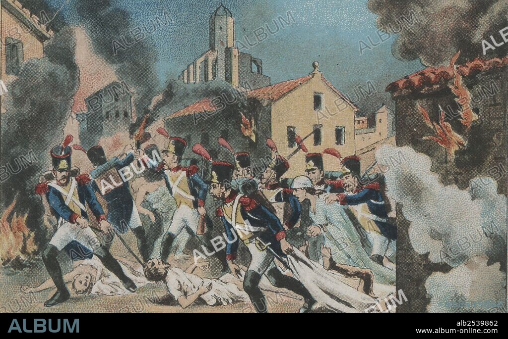 Guerra de la independencia. Año 1808. Asalto e incendio de Manresa por los franceses, 1811.