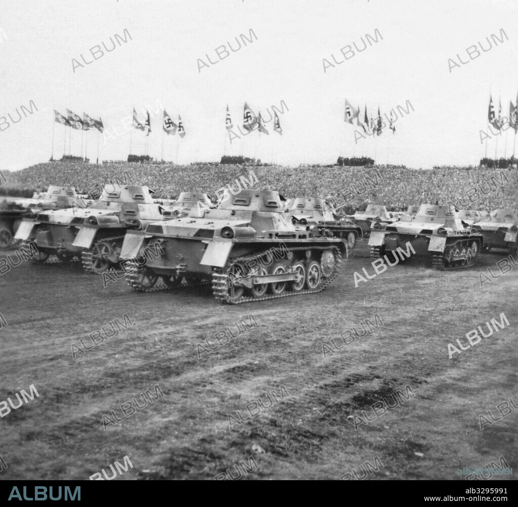 Tank force parade on Wehrmacht day at the 1937 Nuremberg Rally of Work.