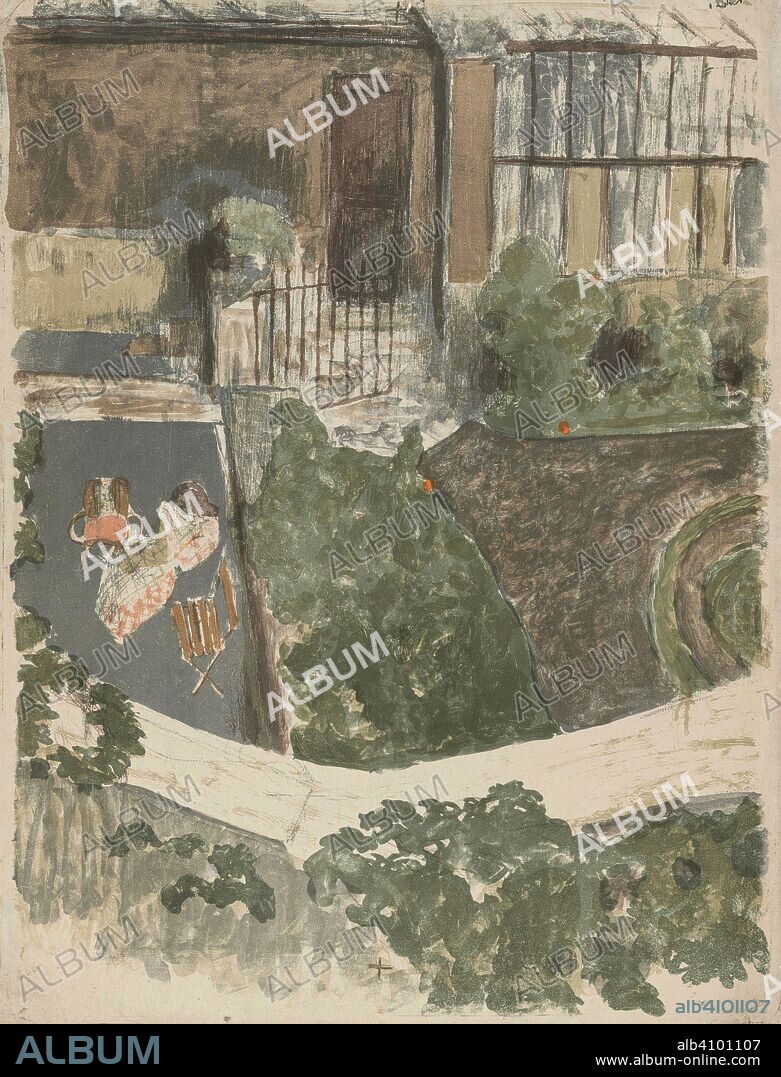 EDOUARD VUILLARD. Trial proof of The Garden in Front of the Studio (Le jardin devant l'atelier) from the album Germinal. Dimensions: 66 cm x 50 cm, 62 cm x 47 cm.