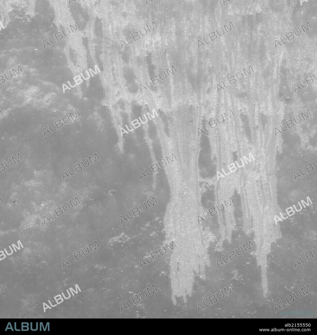 Landslide deposits seen on the steep interior slopes of Marius crater. (Photo by: Universal History Archive/UIG via Getty Images).