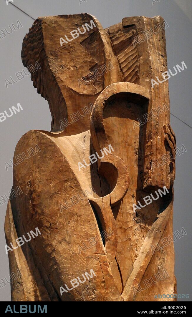Elm wood sculpture titled 'Orpheus' by Ossip Zadkine (1890-1967) a French sculptor, but also produced paintings and lithographs. Dated 1930.