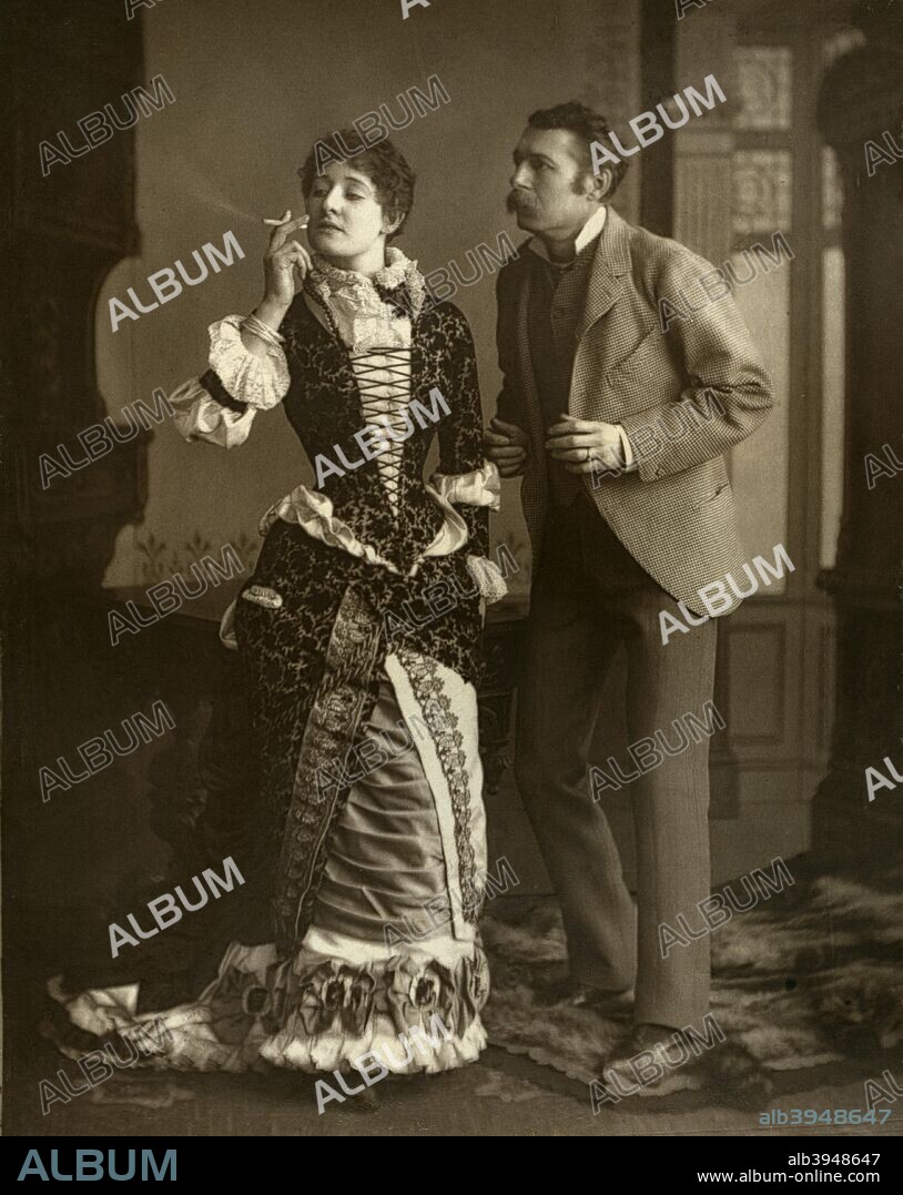 Mary Rorke and Charles Wyndham, British actors, 1882. A photograph from The Theatre, A Monthly Review, Volume VI, July to December, 1882, edited by Clement Scott, Charles Dickens & Evans, London, 1882.