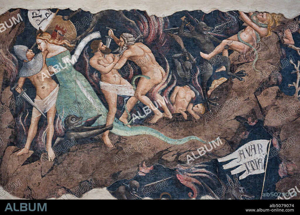 Basilica of the Holy Cross: "Punishment of the Lustful", fragment from the cycle of detached frescoes "The Triumph of Death, Last Judgement and Hell", by Andrea Orcagna, about 1350,.