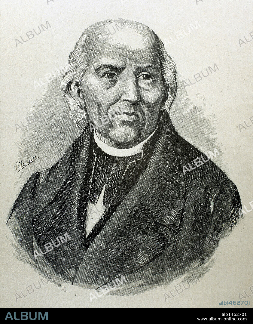HIDALGO Y COSTILLA, Miguel (1753-1811). Sacerdote y patriota mexicano. Proclamó la lucha contra los españoles, hecho conocido como el "GRITO DE DOLORES" (1810), que significó el inicio de la lucha por la independencia mexicana. Grabado de "Americanos Célebres" (1888) .