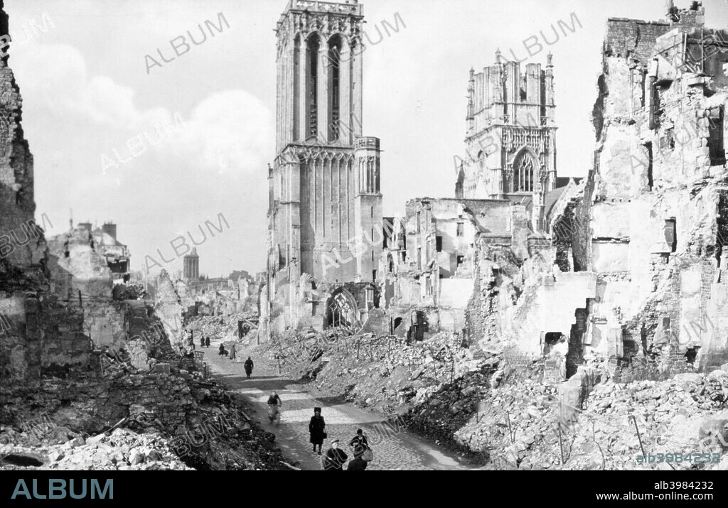 The ruins and cathedral of Caen, Normandy, France, c1944. The Battle of Caen from June to August 1944 was crucial to the Allied effort to break out from Normandy after the D-Day landings. The fierce fighting resulted in the destruction of much of the city.