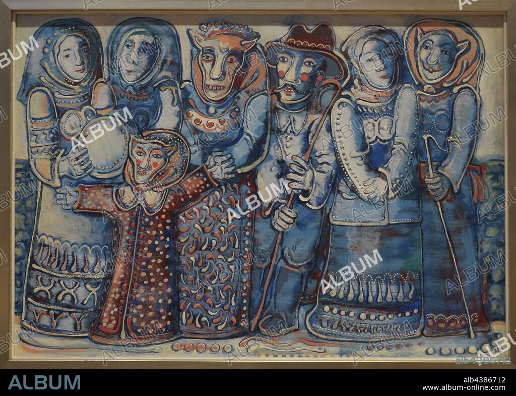 Virxilio Fernández Cañedo (1925-2011). Pintor español. Carnaval. Óleo sobre tabla. Museo de Bellas Artes. La Coruña. Galicia. España. (En depósito, colección particular) .