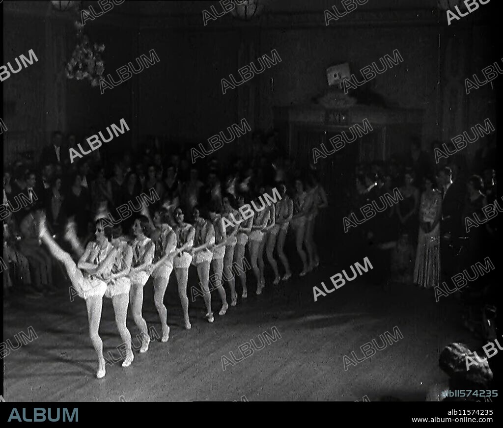 Cabaret Dancers dancing in a Line, 1930s. From "Time To Remember -  Some People in the Thirties", 1930s (Reel 4); documentary film about the 1930s, focussing on famous characters of the time.
