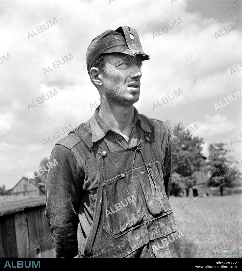 Half-Length Portrait of Miner working in Mine on  Farm near Ellen Mills, Pennsylvania, USA, Jack Delano, U.S. Farm Security Administration, September 1940.