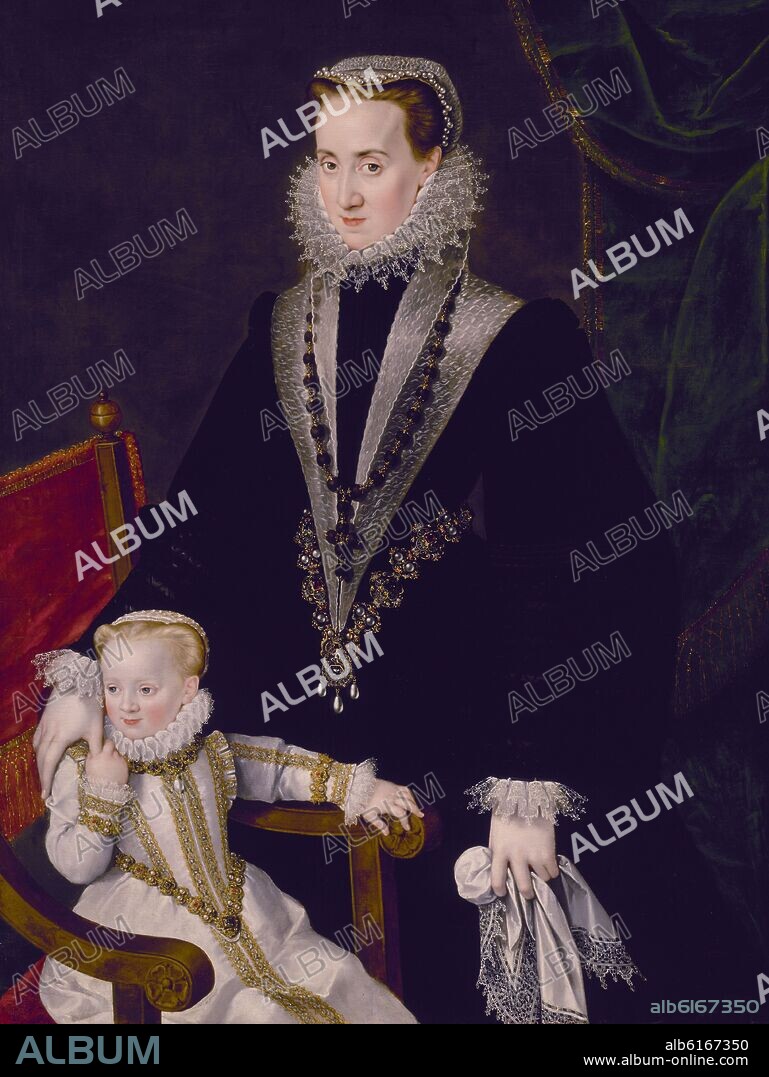 GEORGES VAN DER STRAETEN. DOÑA MARIA MANRIQUE DE LARA Y PERNSTEIN Y UNA HIJA-1574.