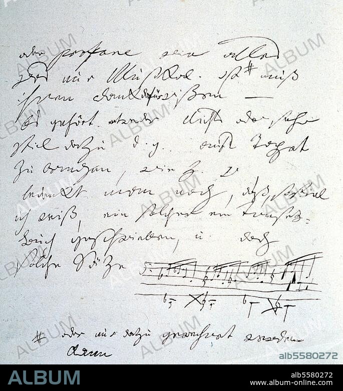 Beethoven, Ludwig van composer, 1770-1827. Letter by Beethoven to the abbot Maximillian Stadler, Vienna 1826, 2nd page.