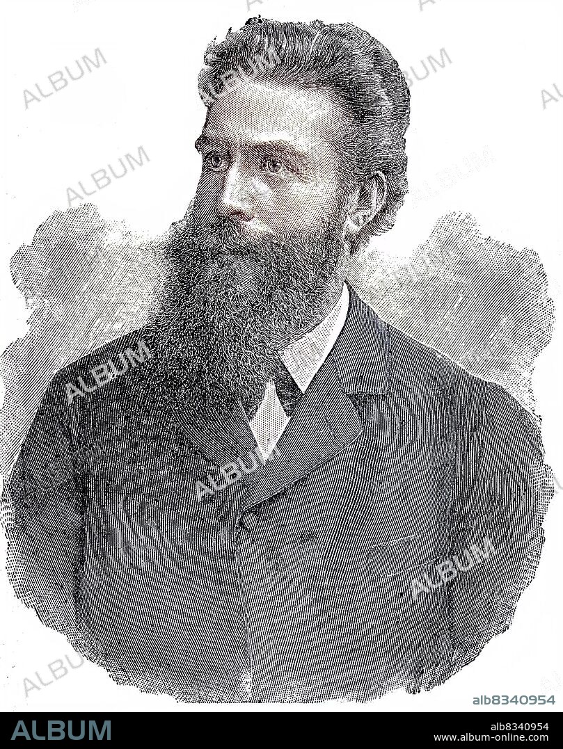 Wilhelm Conrad Rntgen, 1845 - 1923, a German mechanical engineer and physicist, who, on 8 November 1895, produced and detected electromagnetic radiation in a wavelength range known as X-rays or Rntgen rays, historisch, C:CC5historical, digital improved reproduction of an original from the 19th century / digitale Reproduktion einer Originalvorlage aus dem 19. Jahrhundert, Originaldatum nicht bekannt.