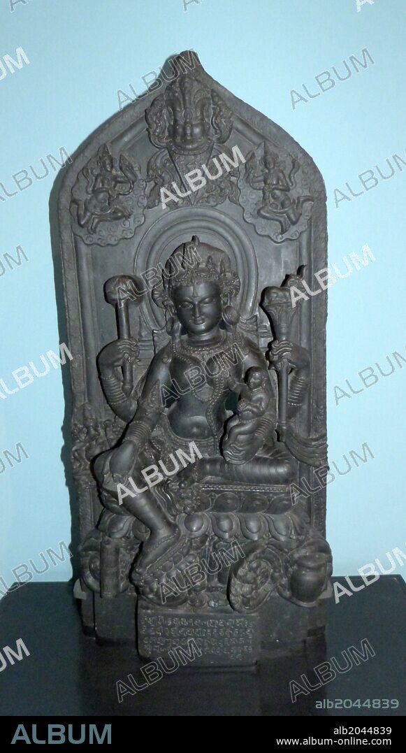 The Goddess Purneshvari (1150-1200). Pala dynasty. Jaynagar, Bihar, North-East India, Basalt. This form of the Mother goddess was worshipped by both Buddhists and Hindus.